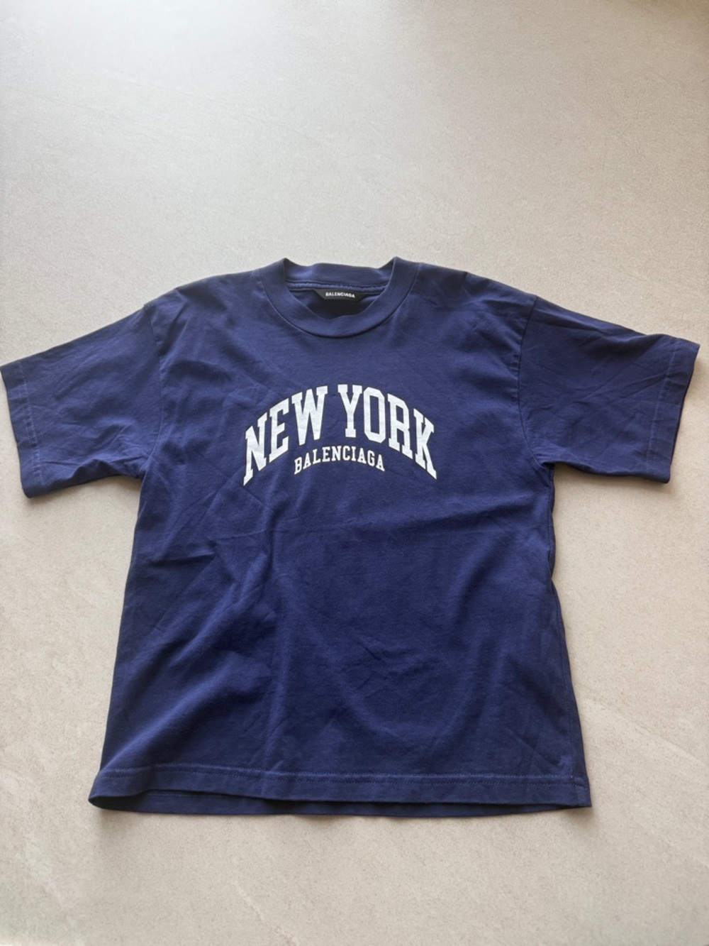 Balenciaga boys Navy and White 'New York' Graphic Tee